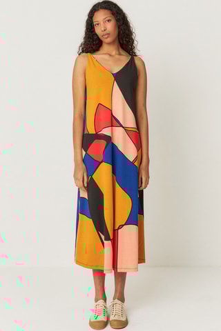 Vestido midi em algodão biológico Martina - Multicor