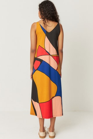 Vestido midi em algodão biológico Martina - Multicor