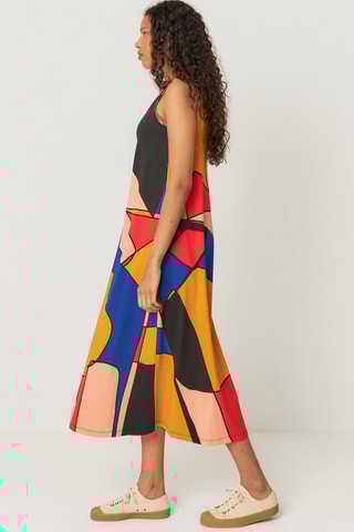 Vestido midi em algodão biológico Martina - Multicor