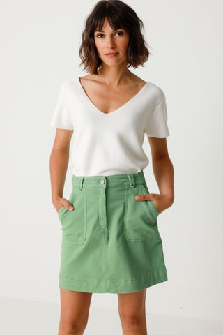 Saia direita cintura alta em algodão biológico Demiku - Verde