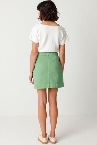 Saia direita cintura alta em algodão biológico Demiku - Verde