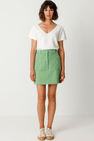 Saia direita cintura alta em algodão biológico Demiku - Verde