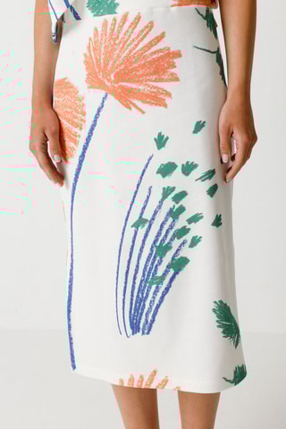 Saia midi cintura alta em algodão biológico Aiurdin - Branco