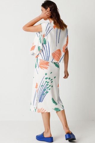 Saia midi cintura alta em algodão biológico Aiurdin - Branco