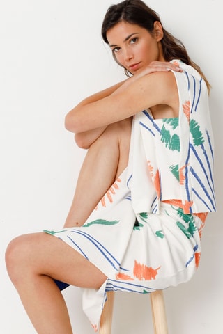 Saia midi cintura alta em algodão biológico Aiurdin - Branco