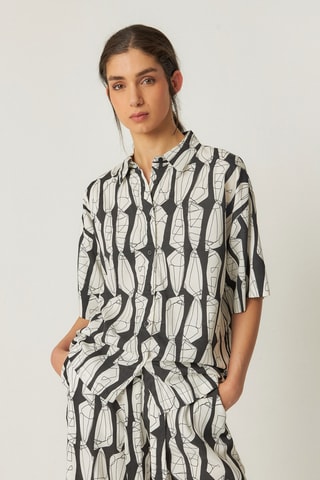 Camisa larga Eukene - Branco e preto