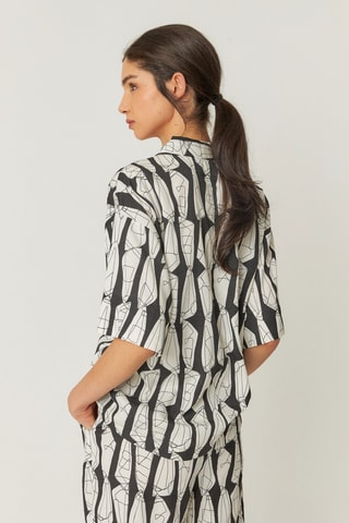 Camisa larga Eukene - Branco e preto