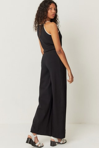 Calças direitas de cintura alta em algodão biológico Elixi - Preto