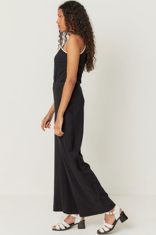 Calças direitas de cintura alta em algodão biológico Elixi - Preto