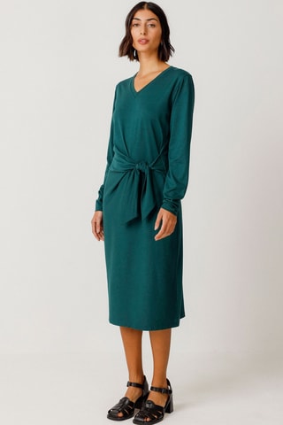 Vestido midi em algodão biológico Luar - Verde
