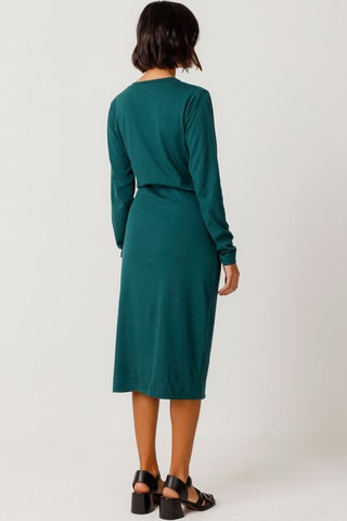 Vestido midi em algodão biológico Luar - Verde