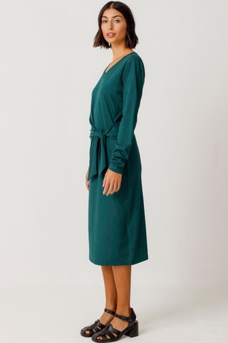 Vestido midi em algodão biológico Luar - Verde
