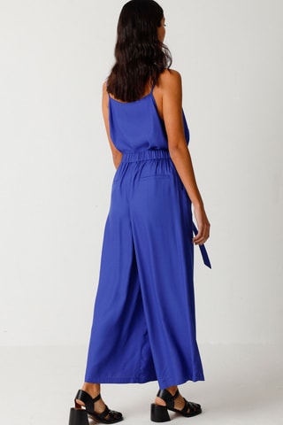 Calças palazzo cintura alta Dona - Azul