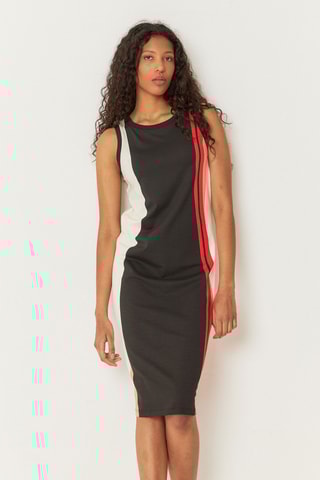 Vestido direito em algodão biológico Maika - Multicor