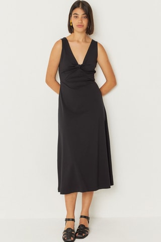 Vestido midi em algodão biológico Kala - Preto