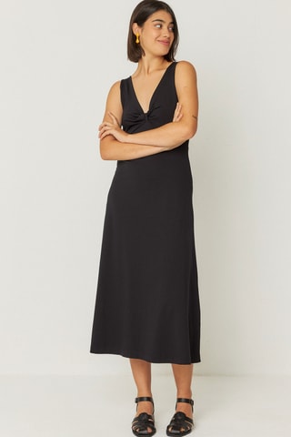 Vestido midi em algodão biológico Kala - Preto