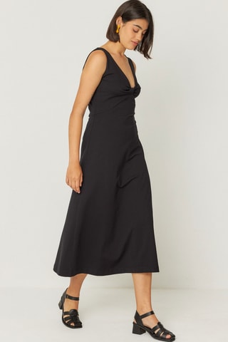 Vestido midi em algodão biológico Kala - Preto