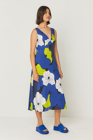 Vestido trapézio em algodão biológico Kala - Multicor