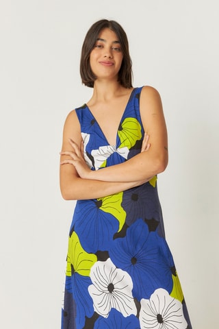 Vestido trapézio em algodão biológico Kala - Multicor