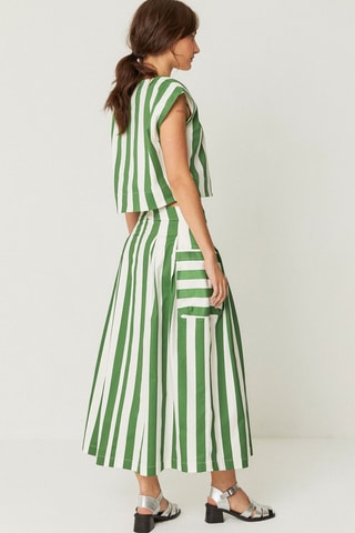 Saia comprida em algodão biológico Irama - Branco e verde