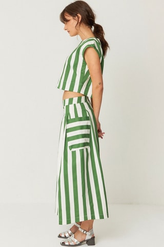 Saia comprida em algodão biológico Irama - Branco e verde