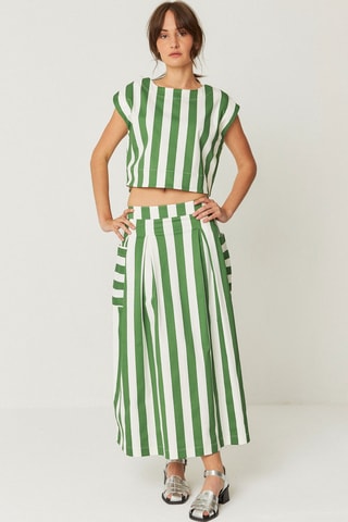 Saia comprida em algodão biológico Irama - Branco e verde