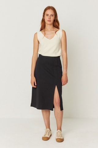 Saia midi em algodão biológico Baiza - Preto