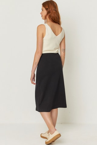 Saia midi em algodão biológico Baiza - Preto