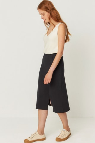 Saia midi em algodão biológico Baiza - Preto