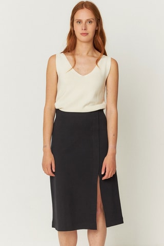 Saia midi em algodão biológico Baiza - Preto
