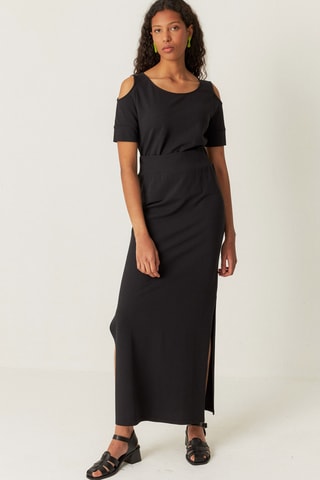 Saia comprida em algodão biológico Aztu - Preto