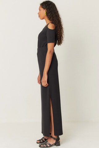 Saia comprida em algodão biológico Aztu - Preto