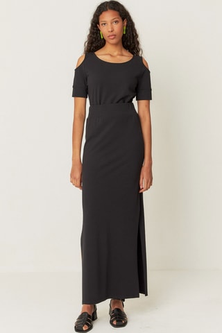 Saia comprida em algodão biológico Aztu - Preto