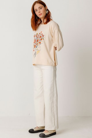 T-shirt em algodão biológico Lariz - Bege