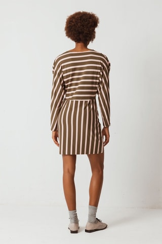 Vestido direito - Caqui e rosa-claro - Verde e rosa