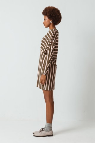 Vestido direito - Caqui e rosa-claro - Verde e rosa