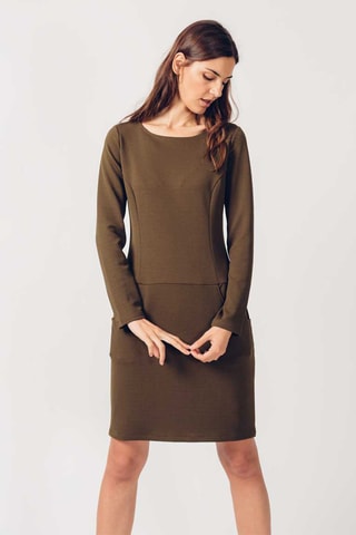 Vestido direito - Caqui - Verde