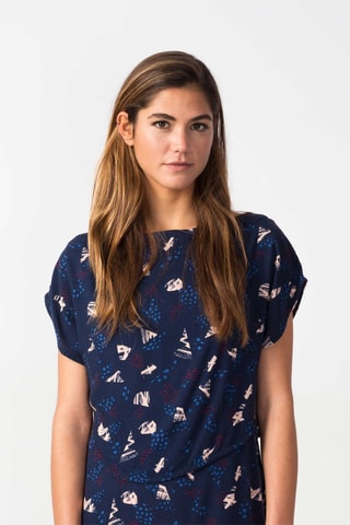 Vestido efeito ilusório Tilde - Azul-marinho e cru - Azul-marinho