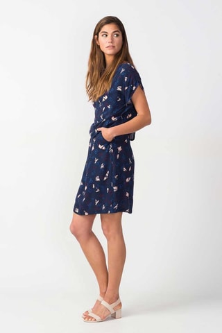 Vestido efeito ilusório Tilde - Azul-marinho e cru - Azul-marinho