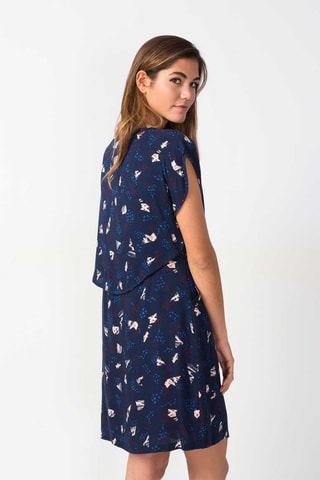 Vestido efeito ilusório Tilde - Azul-marinho e cru - Azul-marinho