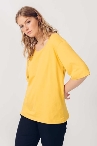 T-shirt em algodão biológico Hogeitabederatzi - Amarelo - Amarelo