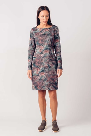 Vestido direito em algodão biológico Madge - Rosa e cinzento - Multicor