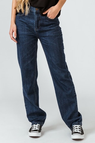 Calças de ganga direitas em algodão biológico - Azul-escuro - Azul