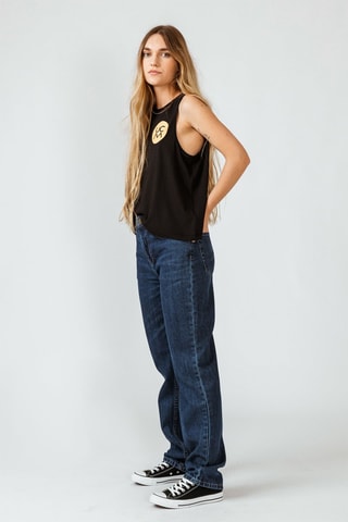 Calças de ganga direitas em algodão biológico - Azul-escuro - Azul