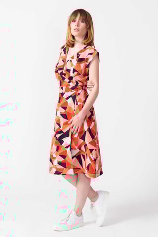 Vestido traçado Izargi - Laranja e vermelho - Multicor