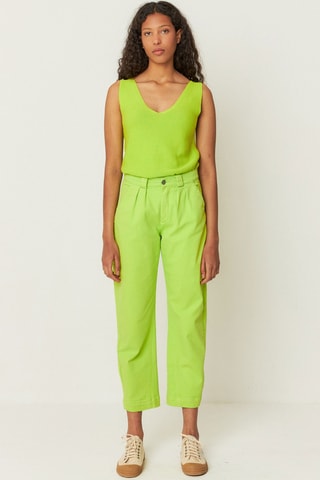 Calças 7/8 de cintura alta em algodão biológico Amata - Verde