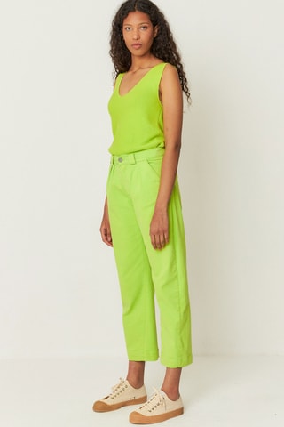 Calças 7/8 de cintura alta em algodão biológico Amata - Verde