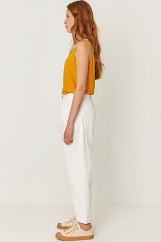 Calças em algodão biológico Amata - Branco