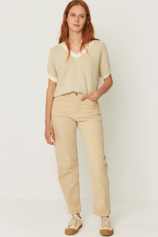 Calças direitas de cintura alta em algodão biológico Ania - Bege