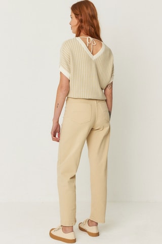 Calças direitas de cintura alta em algodão biológico Ania - Bege